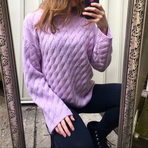 Purple Club Monaco Cable-knit boatneck sweater